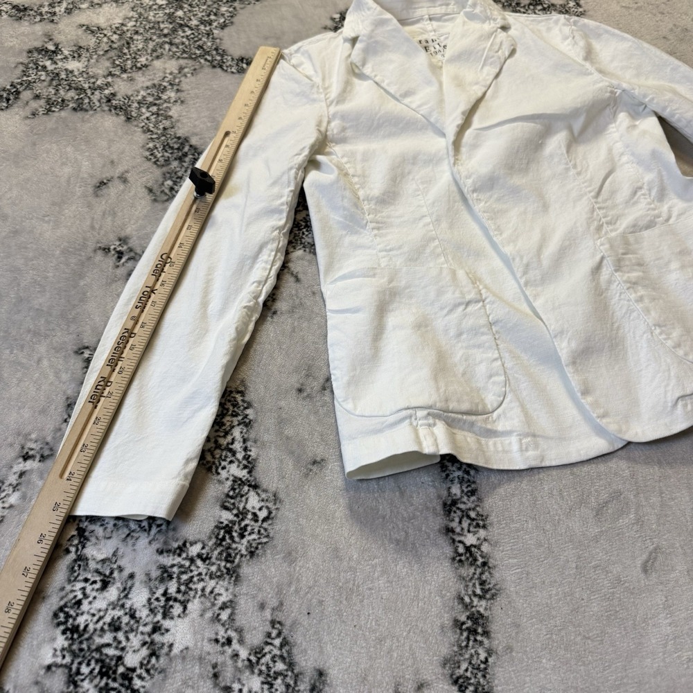 Frank Eileen Dublin Blazer Womens Size Large‎ White Open Front Linen Blend - Picture 4 of 9